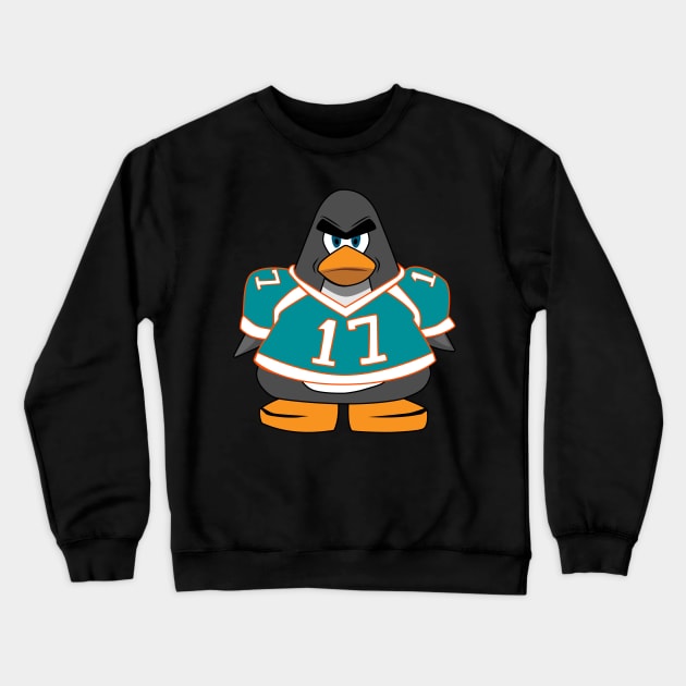 Waddle Miami Football Penguin #17 Crewneck Sweatshirt by Brobocop